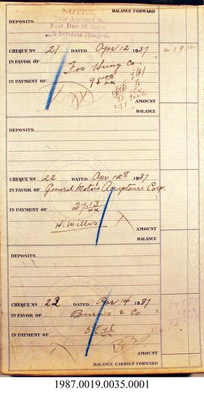 Receipts, 1937 - Hong And Lee Chong Collection