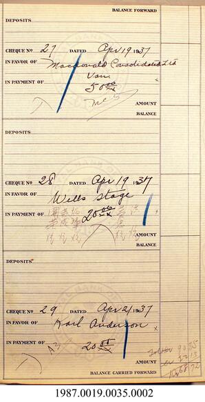 Receipts, 1937 - Hong And Lee Chong Collection