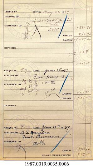 Receipts, 1937 - Hong And Lee Chong Collection