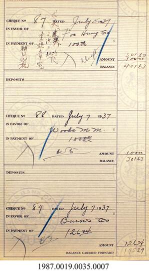 Receipts, 1937 - Hong And Lee Chong Collection