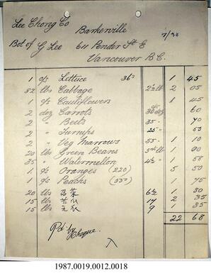 Invoice, 1941 - Hong And Lee Chong Collection