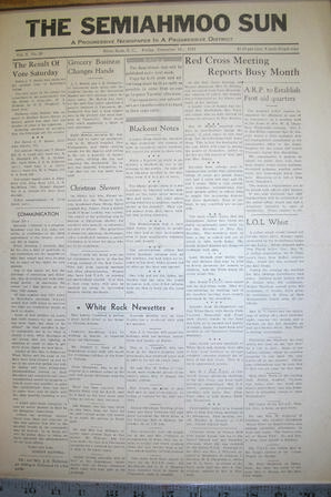 The Semiahmoo Sun, December 19, 1941 (Page 1)