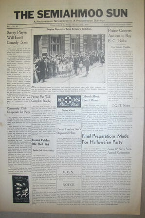 The Semiahmoo Sun, October 25, 1940 (Page 1)