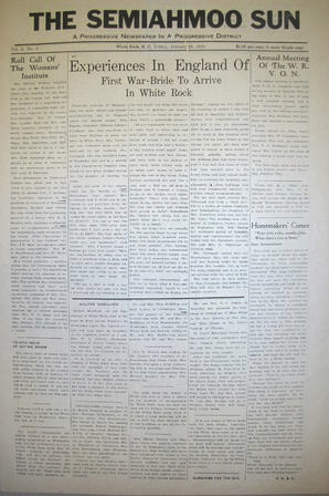 The Semiahmoo Sun, January 28, 1944 (Page 1)