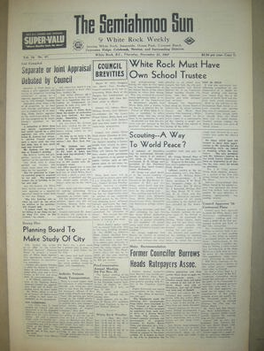 The Semiahmoo Sun and White Rock Weekly, November 21, 1957 (Page 1)