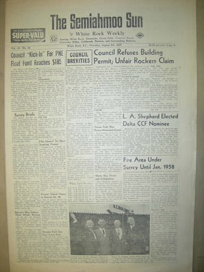The Semiahmoo Sun and White Rock Weekly, August 08, 1957 (Page 1)