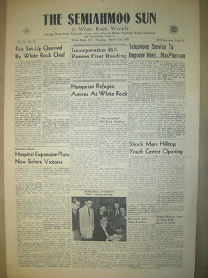 The Semiahmoo Sun and White Rock Weekly, March 21, 1957 (Page 1)