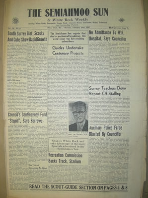 The Semiahmoo Sun and White Rock Weekly, February 28, 1957 (Page 1)