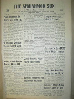 The Semiahmoo Sun and White Rock Weekly, February 21, 1957 (Page 1)
