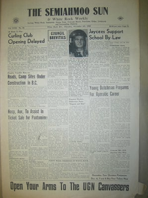 The Semiahmoo Sun and White Rock Weekly, November 08, 1956 (Page 1)