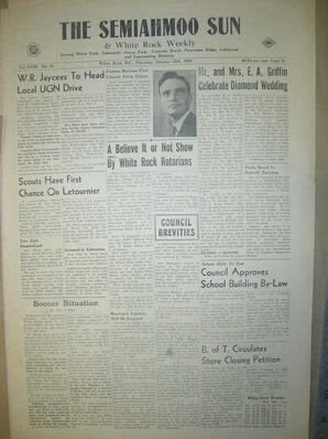 The Semiahmoo Sun and White Rock Weekly, October 18, 1956 (Page 1)