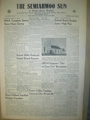 The Semiahmoo Sun and White Rock Weekly, October 11, 1956 (Page 1)