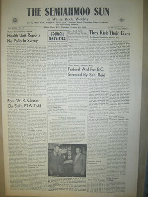 The Semiahmoo Sun and White Rock Weekly, October 04, 1956 (Page 1)