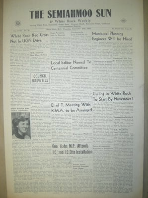 The Semiahmoo Sun and White Rock Weekly, September 27, 1956 (Page 1)