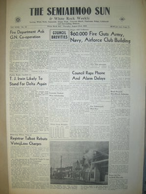 The Semiahmoo Sun and White Rock Weekly, August 23, 1956 (Page 1)