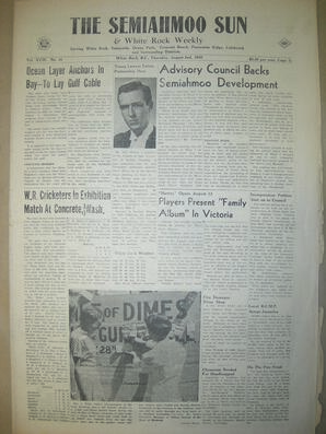 The Semiahmoo Sun and White Rock Weekly, August 02, 1956 (Page 1)