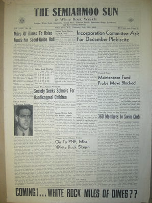 The Semiahmoo Sun and White Rock Weekly, July 12, 1956 (Page 1)