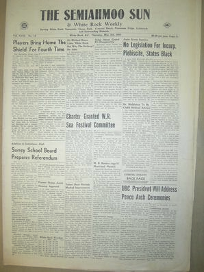 The Semiahmoo Sun and White Rock Weekly, May 03, 1956 (Page 1)