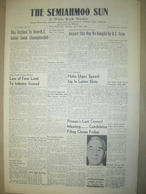 The Semiahmoo Sun and White Rock Weekly, April 26, 1956 (Page 1)