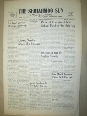 The Semiahmoo Sun and White Rock Weekly, February 09, 1956 (Page 1)