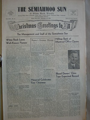 The Semiahmoo Sun and White Rock Weekly, December 23, 1954 (Page 1)