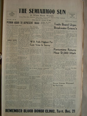 The Semiahmoo Sun and White Rock Weekly, December 16, 1954 (Page 1)