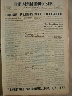 The Semiahmoo Sun and White Rock Weekly, December 02, 1954 (Page 1)