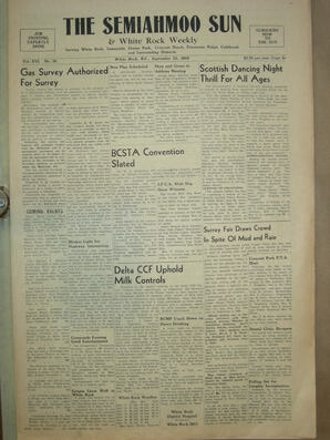 The Semiahmoo Sun and White Rock Weekly, September 23, 1954 (Page 1)