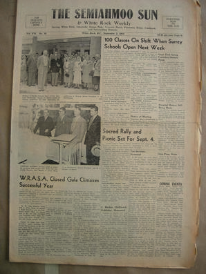 The Semiahmoo Sun and White Rock Weekly, September 02, 1954 (Page 1)