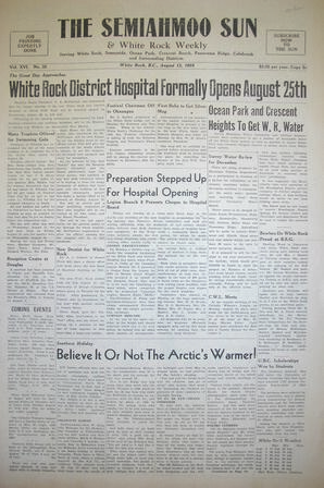 The Semiahmoo Sun and White Rock Weekly, August 12, 1954 (Page 1)