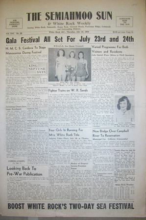 The Semiahmoo Sun and White Rock Weekly, July 15, 1954 (Page 1)