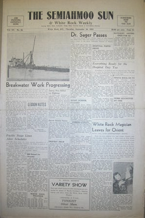The Semiahmoo Sun and White Rock Weekly, September 24, 1953 (Page 1)