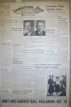 The Semiahmoo Sun and White Rock Weekly, September 25, 1952 (Page 1)