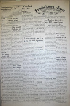 The Semiahmoo Sun and White Rock Weekly, May 01, 1952 (Page 1)