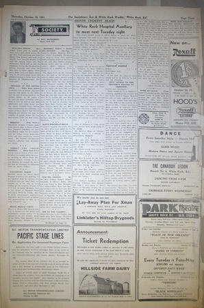 The Semiahmoo Sun and White Rock Weekly, October 18, 1951 (Page 3)