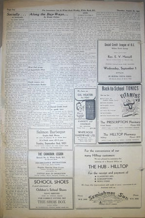 The Semiahmoo Sun and White Rock Weekly, August 30, 1951 (Page 10)
