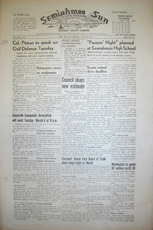 The Semiahmoo Sun and White Rock Weekly, March 01, 1951 (Page 1)