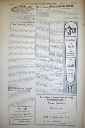 The Semiahmoo Sun and White Rock Weekly, February 15, 1951 (Page 4)
