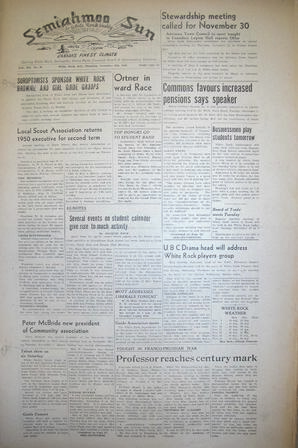 The Semiahmoo Sun and White Rock Weekly, November 16, 1950 (Page 1)