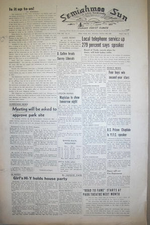 The Semiahmoo Sun and White Rock Weekly, October 19, 1950 (Page 1)