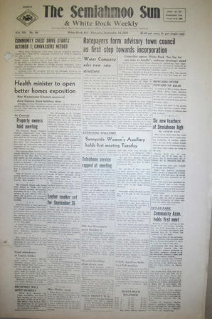 The Semiahmoo Sun and White Rock Weekly, September 14, 1950 (Page 1)