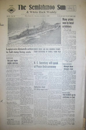 The Semiahmoo Sun and White Rock Weekly, September 07, 1950 (Page 1)
