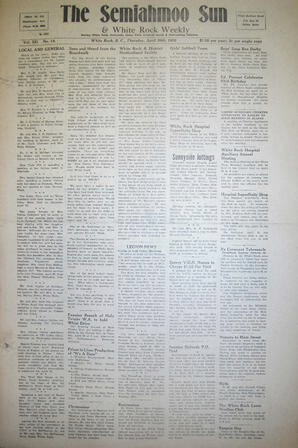 The Semiahmoo Sun and White Rock Weekly, April 20, 1950 (Page 1)