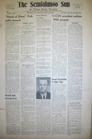 The Semiahmoo Sun and White Rock Weekly, February 02, 1950 (Page 1)