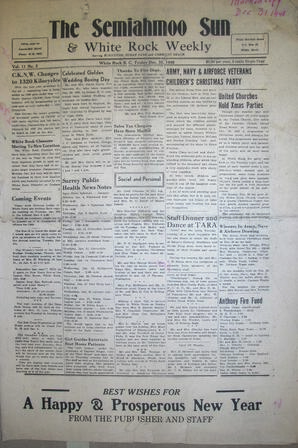 The Semiahmoo Sun and White Rock Weekly, December 31, 1948 (Page 1)