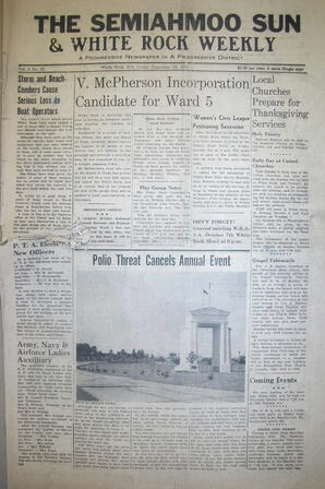 The Semiahmoo Sun and White Rock Weekly, September 26, 1947 (Page 1)