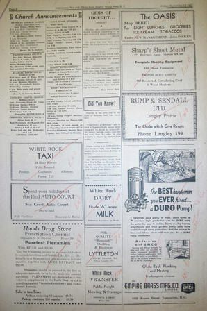 The Semiahmoo Sun and White Rock Weekly, September 19, 1947 (Page 8)