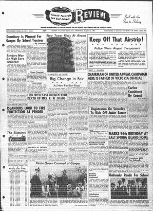 Saanich Peninsula And Gulf Islands Review Wed, August 21, 1963 (Page 1)