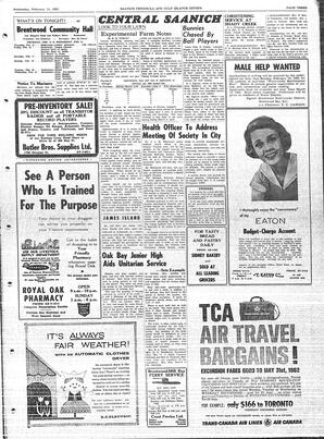 Saanich Peninsula And Gulf Islands Review Wed, February 14, 1962 (Page 3)