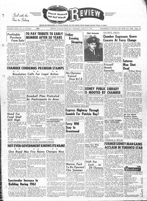 Saanich Peninsula And Gulf Islands Review Wed, January 17, 1962 (Page 1)